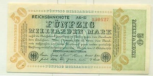 OLD GERMAN REICHSBANKNOTE 50.000.000.000 MARK 1923 Unc - Picture 1 of 1