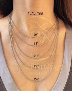 14K White Gold Square Spiga Wheat Chain Diamond Cut Foxtail Chain 1.75-2.3mm - Picture 1 of 4