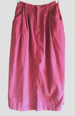 Falda De Colección Eddie Bauer Pana Talla 8 Rosa Caliente Midi Pradera Preppy Modesta Foto 1 de 4