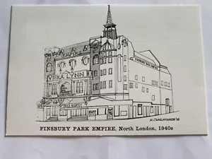 Finsbury Park Empire Theatre Drawing Postcard North London 1940s - Picture 1 of 4