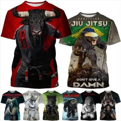 Brazilian Jiu-jitsu Tough Guy Animal 3D printed T-shirt men's women Casual Tops - Image 1 of 4