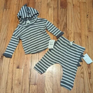 NWT Tucker & Tate Baby Boys Gray Stripe Cotton Pants & Shirt Outfit Set, 9 Month - Picture 1 of 6