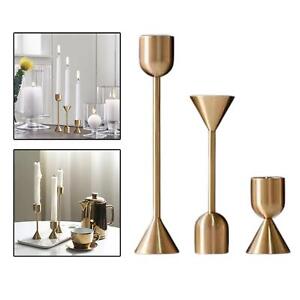 3Pcs Candle Holder Candlestick Stand Gold for Home Anniversary Party Dinning