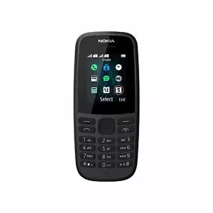 Nokia 105 Dual Sim Black 2G Basic Button SimFree Unlock Mobile Phone 4th Edition - Afbeelding 1 van 7