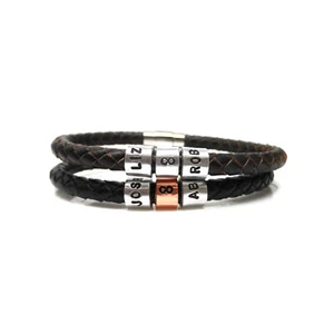 Eternity Gift - Personalised Leather Bracelet - Gift Boxed - For Men and Women - Picture 1 of 6