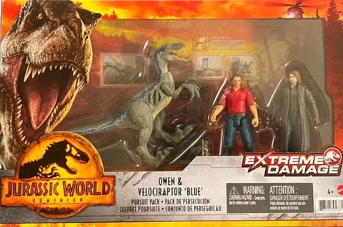 JURASSIC WORLD Dominion -Owen & Velociraptor Blue Pursuit Pack Action Figure Set Cover