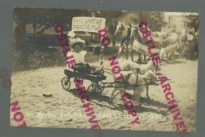 Forest Grove OREGON RPPC 1911 GOAT CART Parade Float MWA Modern Woodmen America - Picture 1 of 3