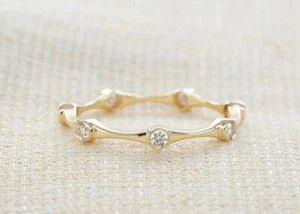 Diamond Ring 14K Solid Gold / Diamond Stacking Band in Yellow Gold / Gold ring - Picture 1 of 5