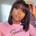 Bob Style Straight Short Wigs Remy Hair With Bangs Fashionable Modern Faux Hairs