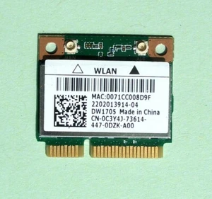 Dell Wireless DW1705 Wlan Model:QCWB335 WiFi 802.11b/g/n 0C3Y4J Bluetooth 4.0 - Afbeelding 1 van 2
