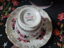 Colclough English Bone China Tea Cup and Saucer Pink roses and gold trim