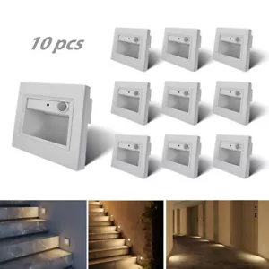 10x LED Treppenleuchte mit Bewegungsmelder Wandeinbaustrahler Licht 230V Silber - Bild 1 von 9