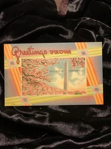 Vintage Linen Postcard “Greetings from Washington Monument”. DC - Picture 1 of 3