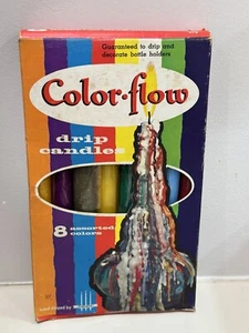 VTG Color Flow Drip Candles Paragon Boho 8 Assorted Colors 579 - Picture 1 of 3
