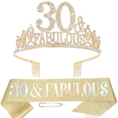 HAPDOO 30th Birthday Decorations 30th Birthday Sash and Tiara for Women Happy 30th B...