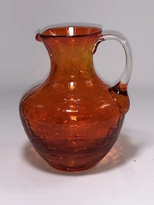 Vintage Blenko rot orange Amberina Crackle Glas Mini Krug 3,75" - Bild 1 von 7