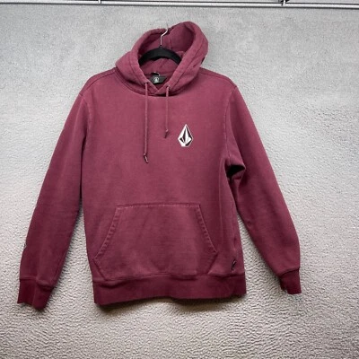 Volcom Men Hooded Sweater Red Long Sleeve Drawstring Pocket Pullover Logo Size M - Image 1 of 4