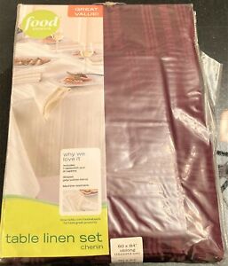 Food Network Table Linen 7 Pc Set Tablecloth Napkins Dark Red Sz 60 x 84 NWT