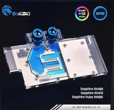 Bykski Graphics Card Water Block Sapphire RX 580 Pulse 480/470, A-SP480VA-X - Image 1 of 4