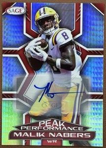 2024 Sage - Malik Nabers - Peak Performance Red Autograph (RC) - Picture 1 of 4