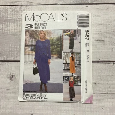 McCalls 8457 Sewing Pattern Dress Mock Vest Midi Skirt Miss Size 8-12 UNCUT - Image 1 of 3