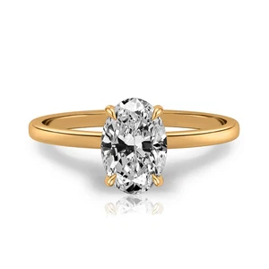 Diamond Yellow Gold Ring Women 18k Lab Grown Oval 2.3 Carat IGI Certified Size 7 - Picture 1 of 10