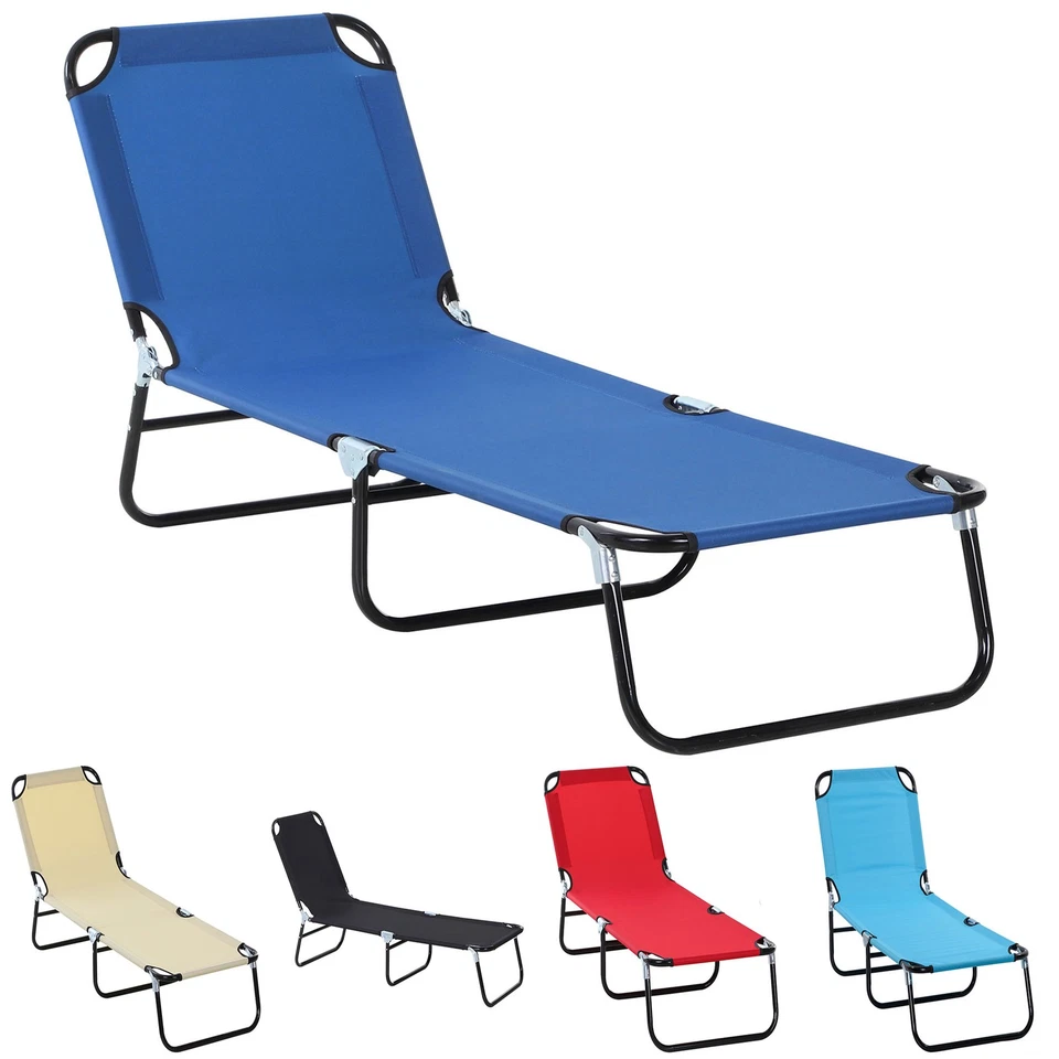 Cadeira dobrável Outsunny reclinável gramado espreguiçadeira encosto ajustável - Imagem 1 de 1