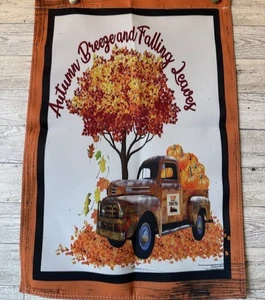 Mini Garden Flag AUTUMN BREEZE AND FALLING LEAVES Old Truck Fall 12" x 18" - Picture 1 of 1