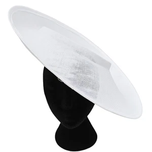 white large wide brim DIY fascinator base wedding hat Kentucky Derby Ascot - Picture 1 of 4