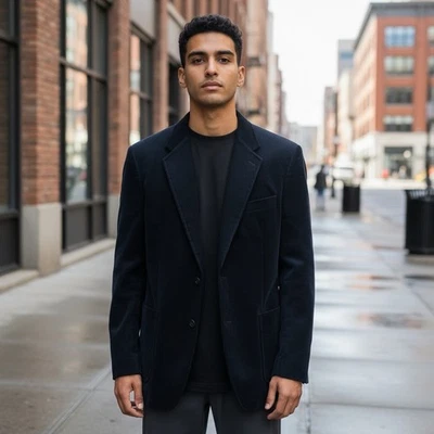 SEARS THE MEN'S STORE MEN'S NAVY CORDUROY LINED SPORT JACKET-42L New With Tag - Image 1 of 4