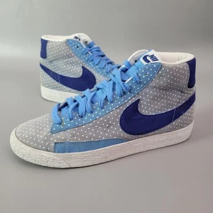 Nike Blazer Mid Premium Vintage Womens Size 8 Blue Suede Patchwork Polka Dots - Picture 1 of 16