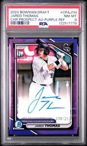 PSA 8 2024 Bowman Draft Chrome Prospect Autographs #CPAJTH Jared Thomas - Picture 1 of 2