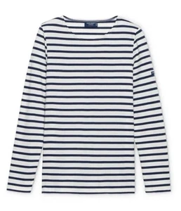 Camicia Saint James Tg 50/3XL Riga Bretone Francia Cotone Sailorcore Nero Bianco - Foto 1 di 6
