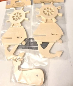 Lot Of Wood Nautical 'Color Your Own Ornaments'  - Picture 1 of 1