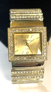Fancy Elgin Ladies Watch Gold Tone w/ Rhinestones Works - Picture 1 of 13