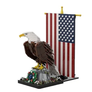 MOC 1965pcs American Bald Eagle with Flag Building Toys Set Build Bricks - Picture 1 of 15