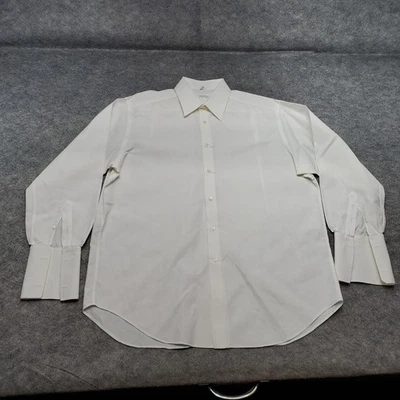 Camisa Barneys New York Para Hombre Talla 16R Blanca Algodón Puño Francés Abotonada Italia Foto 1 de 4