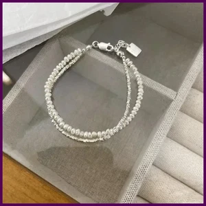 Silber Armband doppellagig Perlenarmband für Damen Mädchen Vintage - Bild 1 von 37