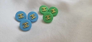 ONE GREEN OR BLUE ACRYLIC CHANEL BUTTON 16MM - Picture 1 of 10