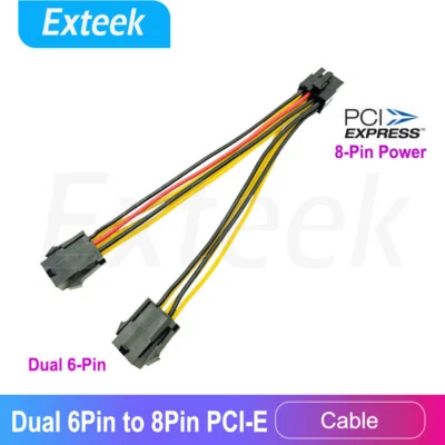Dual 6-Pin Female to 8-Pin Male GPU Power Adapter Cable 15cm - image 1 of 4