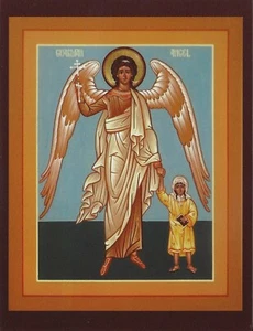 Postcard Guardian Angel Devotional Print Prayer Card Icon Unused MINT - Picture 1 of 2