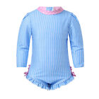 Girls Bodysuit One-piece Jumpsuit Rash Guard Leotard Ruffled Playwear Printed
