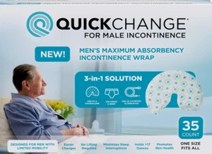 QuickChange Male Incontinence Urine Management Wrap 35 Count Sealed - Picture 1 of 5