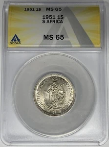 1951 South Africa 1 Shilling ANACS MS 65 W5 - Picture 1 of 2