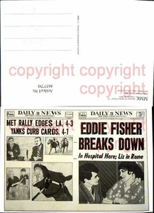 465770,Reklame Repro Daily News Andy Warhol Zeitung Eddie Fischer Break Down - Picture 1 of 1