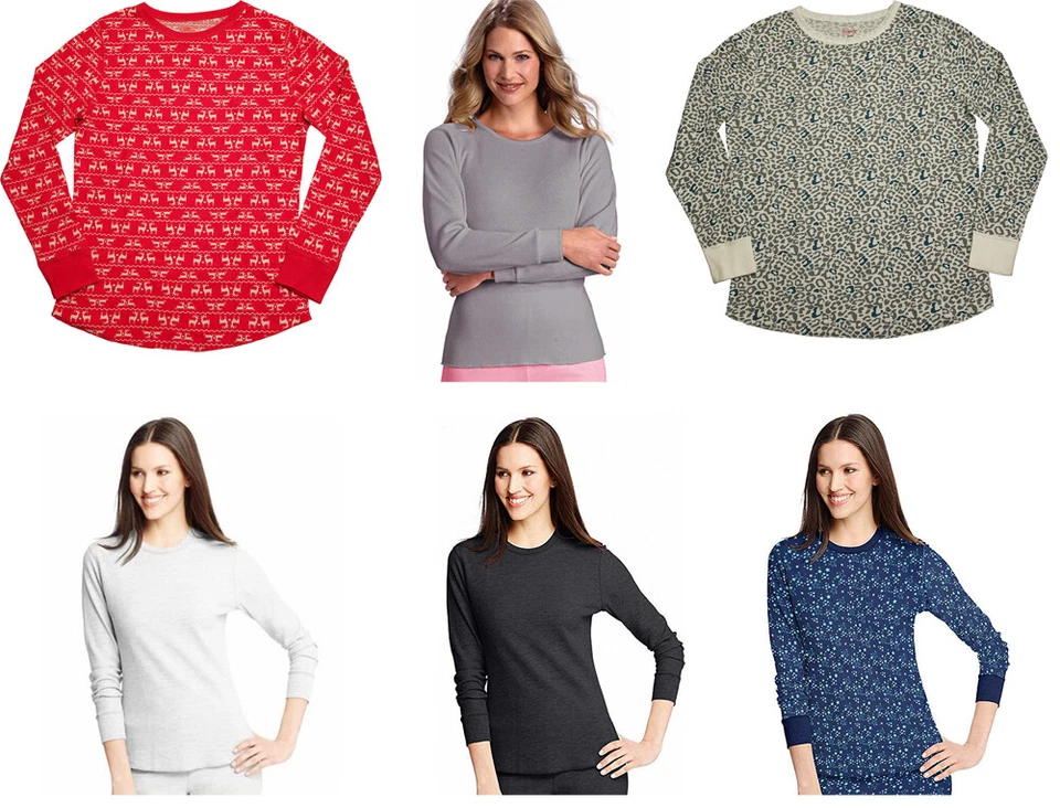Hanes Women's X-Temp Thermal Underwear - Solids and Printed Long Sleeve Crew Top - Image 1 of 1