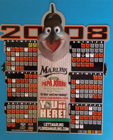 Florida Marlins 2008 Magnetic Schedule Sponsored by Papa Johns Cover