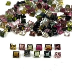 Natural Multi Tourmaline Square Cut Loose Gemstone Lot 23 Pcs 4.5-5 MM 10 CT - Picture 1 of 5