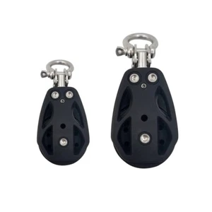 Nylon Black 35/50MM Swivel Sailboat Double Pulley Block Sheave Block Rope Runner - Picture 1 of 13