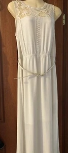 Oasis Cream Occasion Wear Lace Top Belted Lined Maxi Dress Size 12 New - Picture 1 of 5